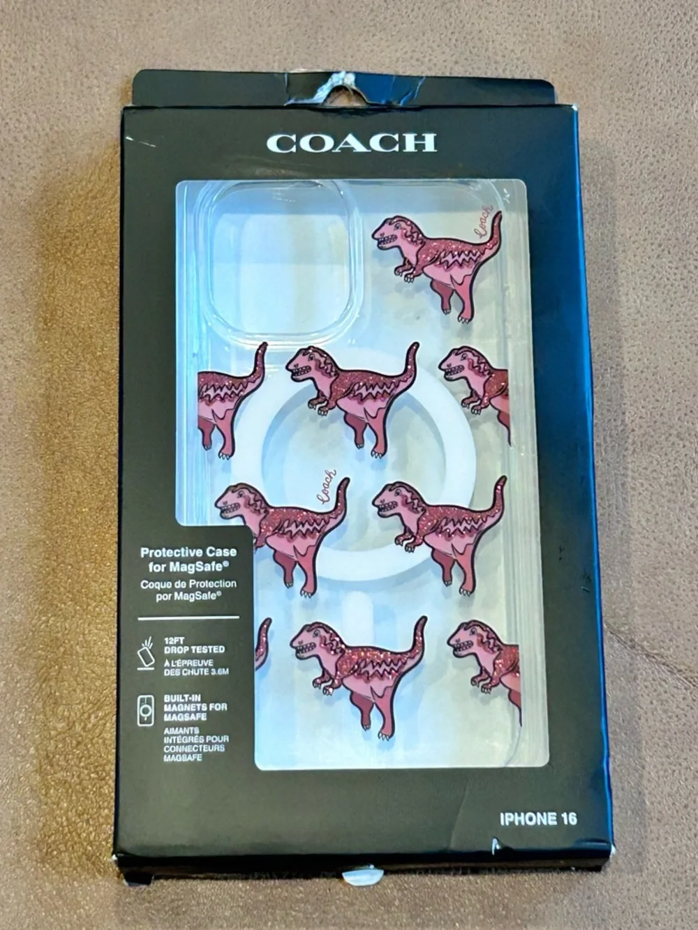 Coach Clear Rexy Glitter Dinosaur iPhone 16 MagSafe Protective Case NIB